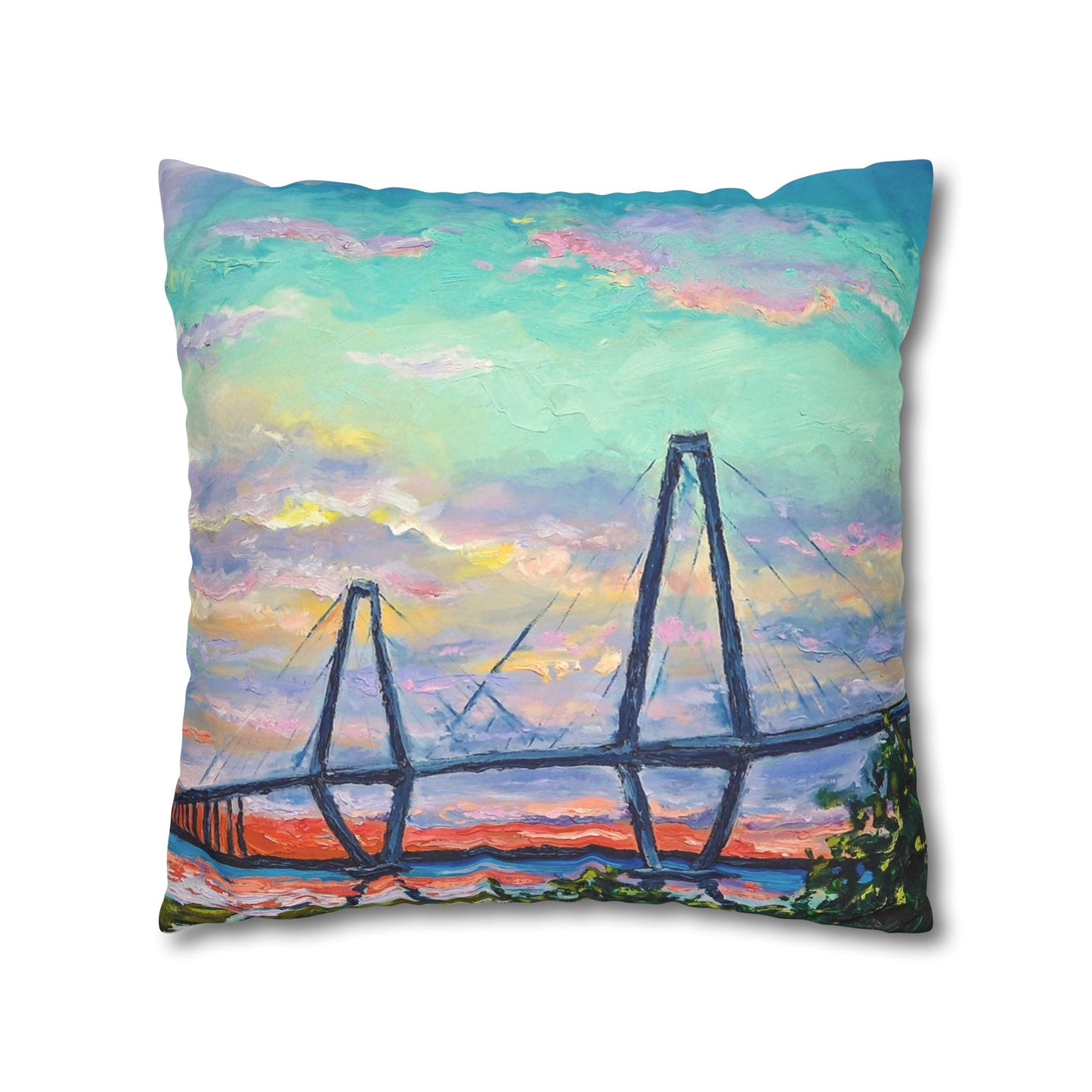 Ravenel Bridge Faux Suede Square Pillow Case