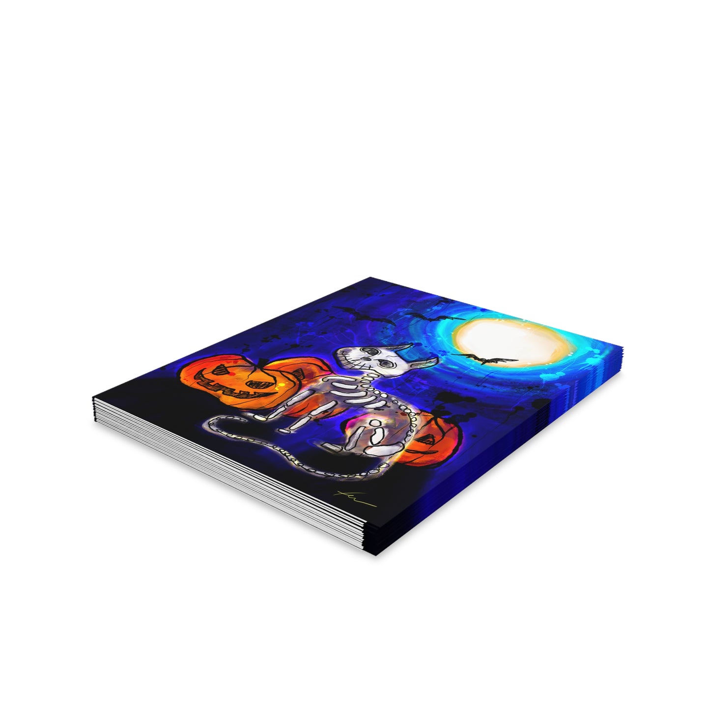 Skull Cat Halloween - Greeting cards (8, 16, and 24 pcs)