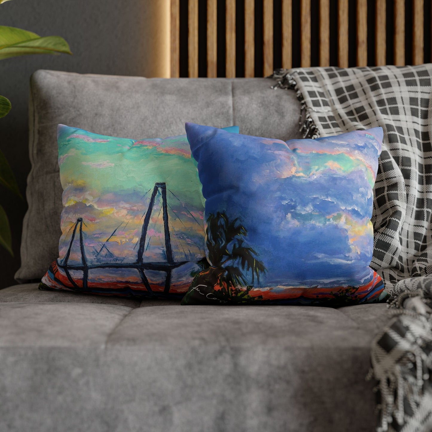 Ravenel Bridge Faux Suede Square Pillow Case