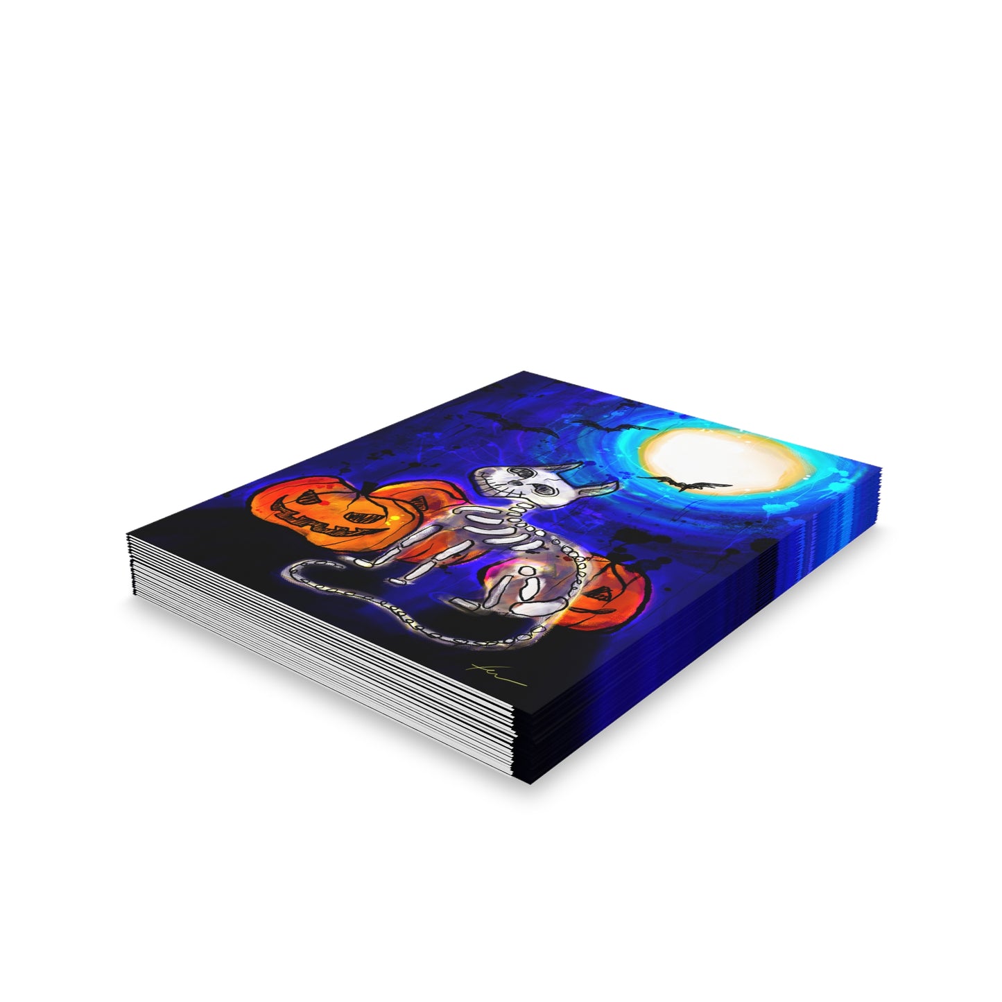 Skull Cat Halloween - Greeting cards (8, 16, and 24 pcs)