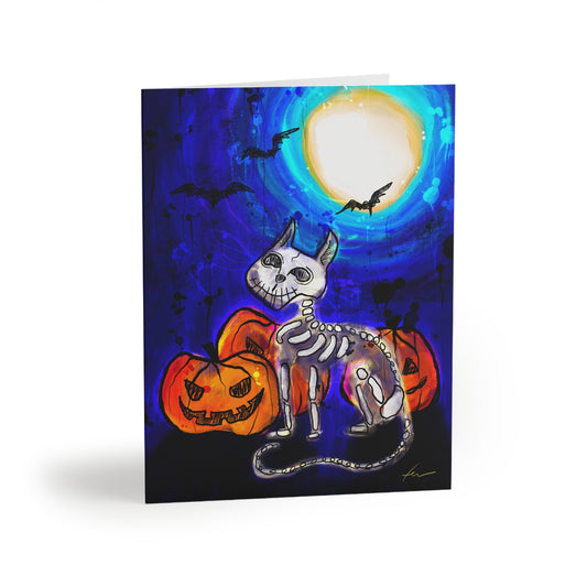 Skull Cat Halloween - Greeting cards (8, 16, and 24 pcs)