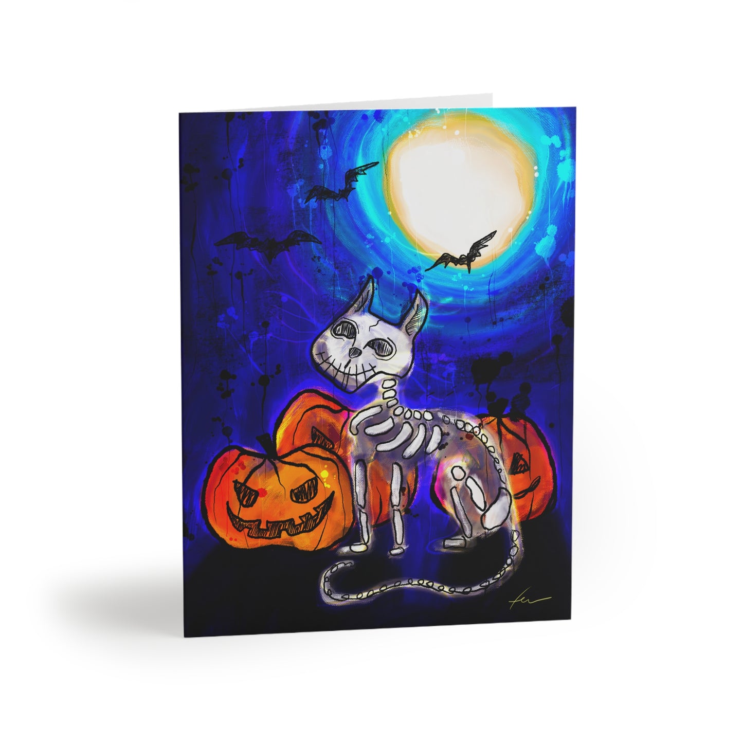 Skull Cat Halloween - Greeting cards (8, 16, and 24 pcs)