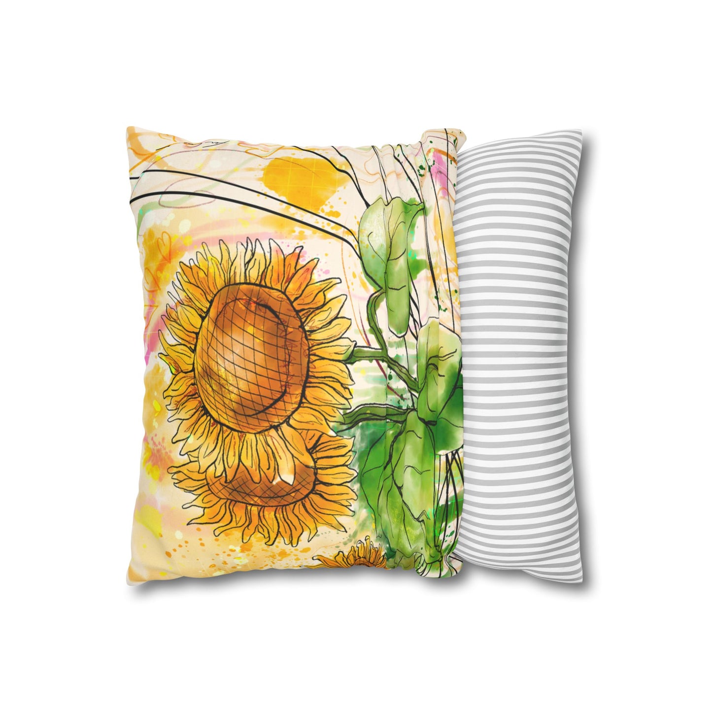 Sunflowers Party Faux Suede Square Pillow Case