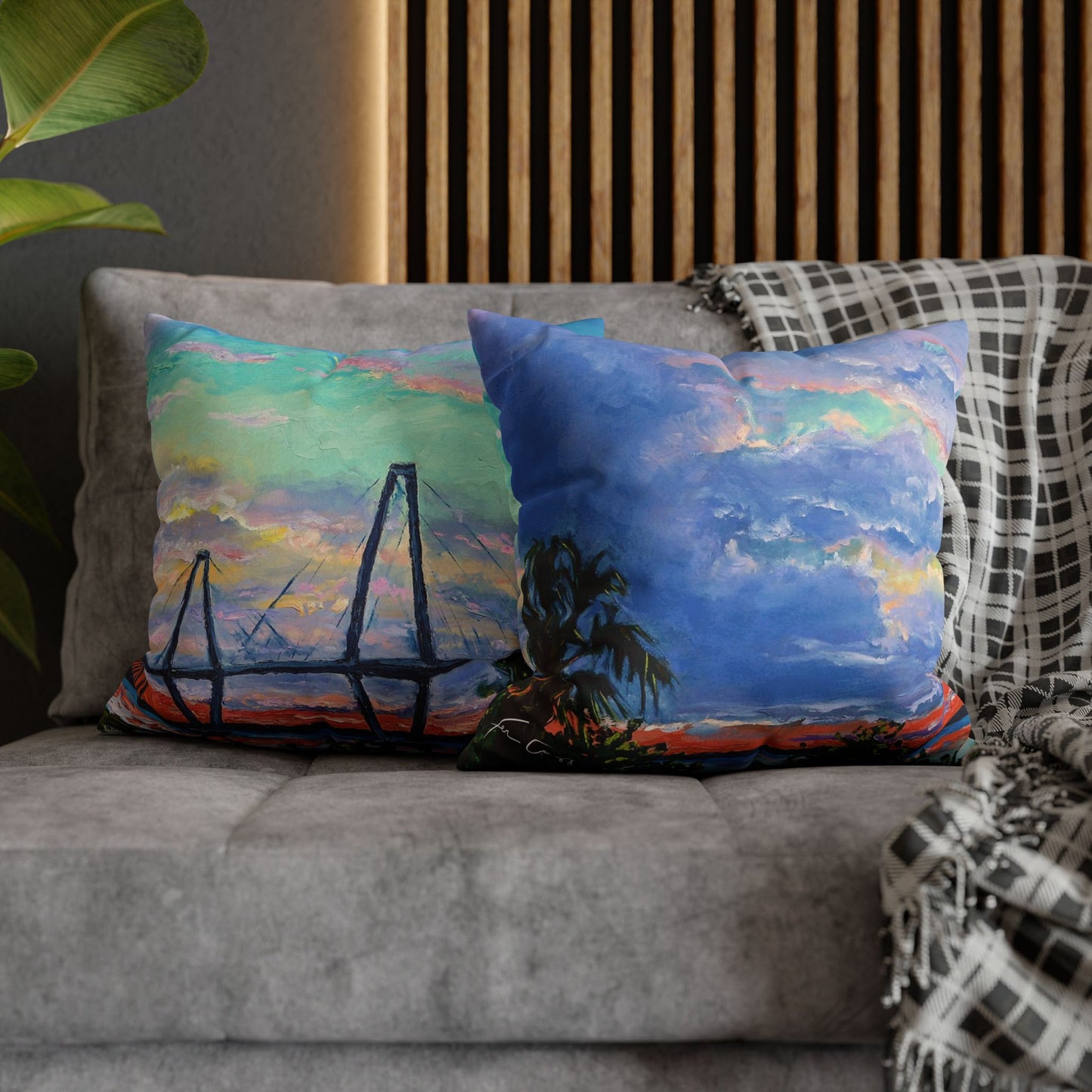 Ravenel Bridge Faux Suede Square Pillow Case