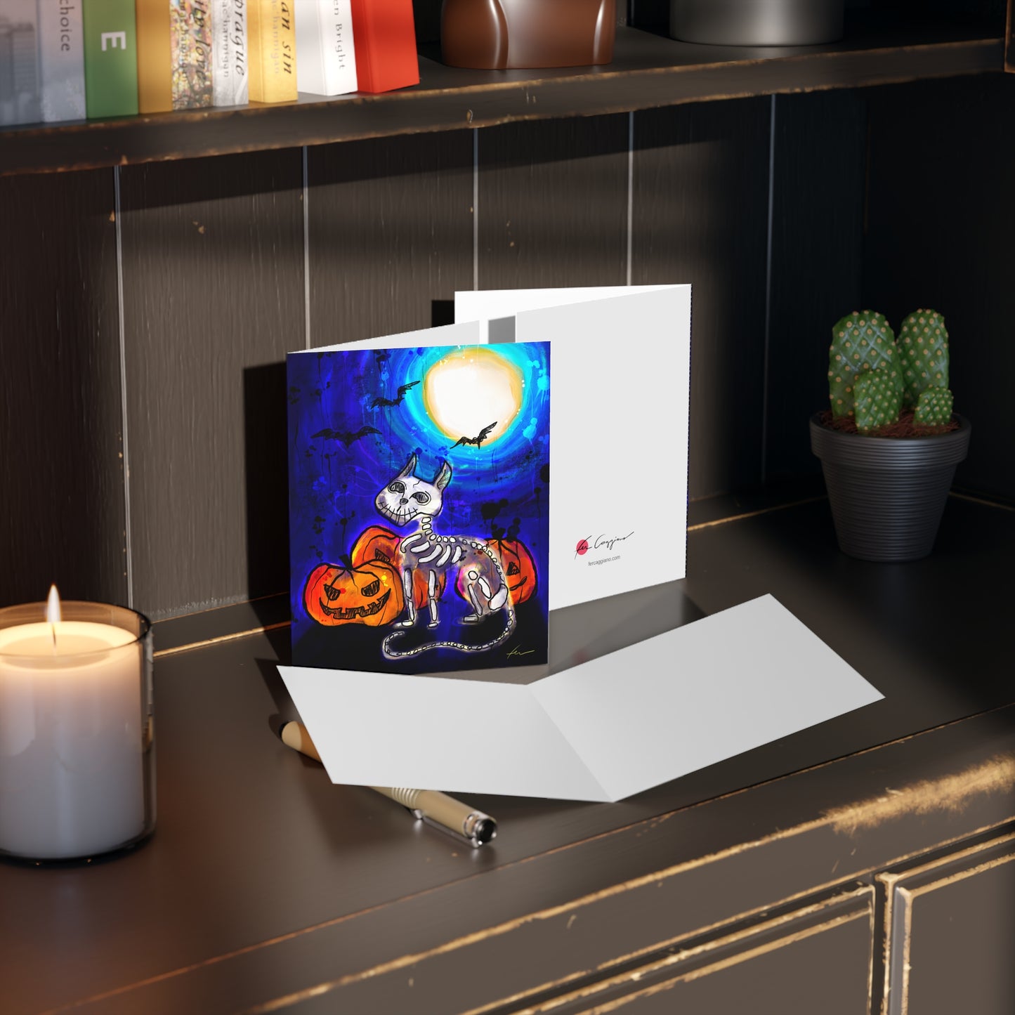 Skull Cat Halloween - Greeting cards (8, 16, and 24 pcs)