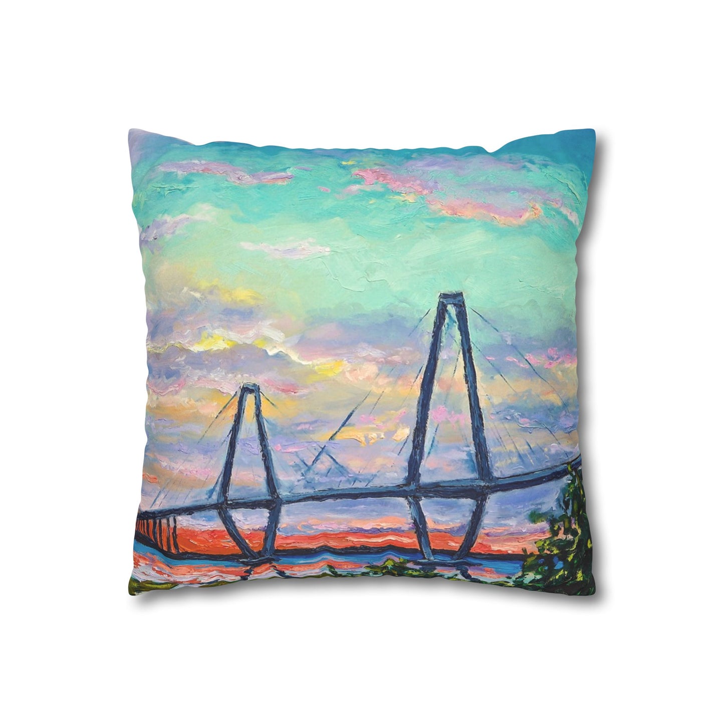 Ravenel Bridge Faux Suede Square Pillow Case