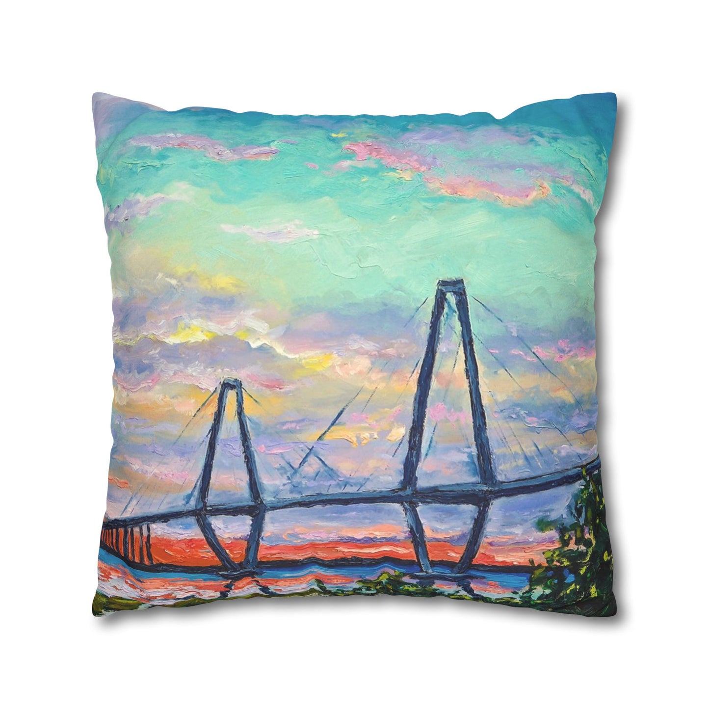 Ravenel Bridge Faux Suede Square Pillow Case