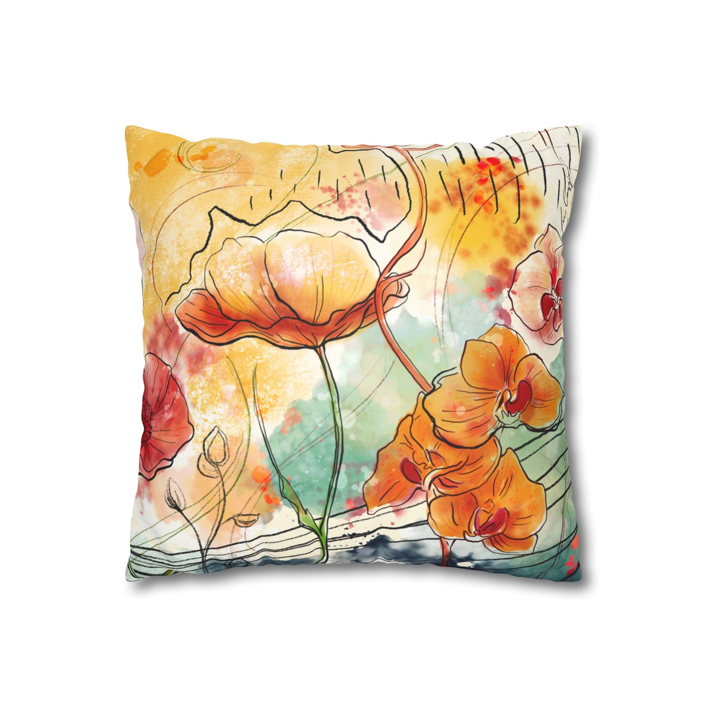 Magic Garden Faux Suede Square Pillow Case