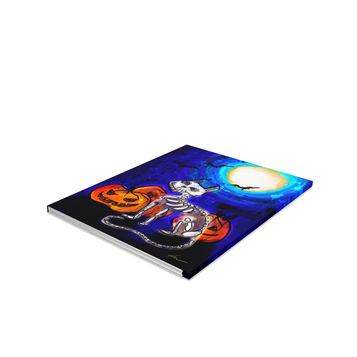 Skull Cat Halloween - Greeting cards (8, 16, and 24 pcs)