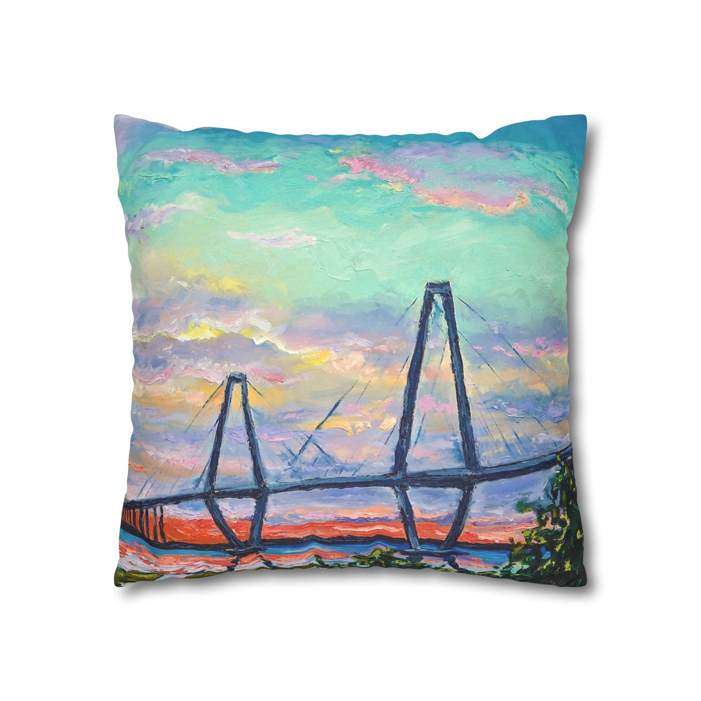 Ravenel Bridge Faux Suede Square Pillow Case