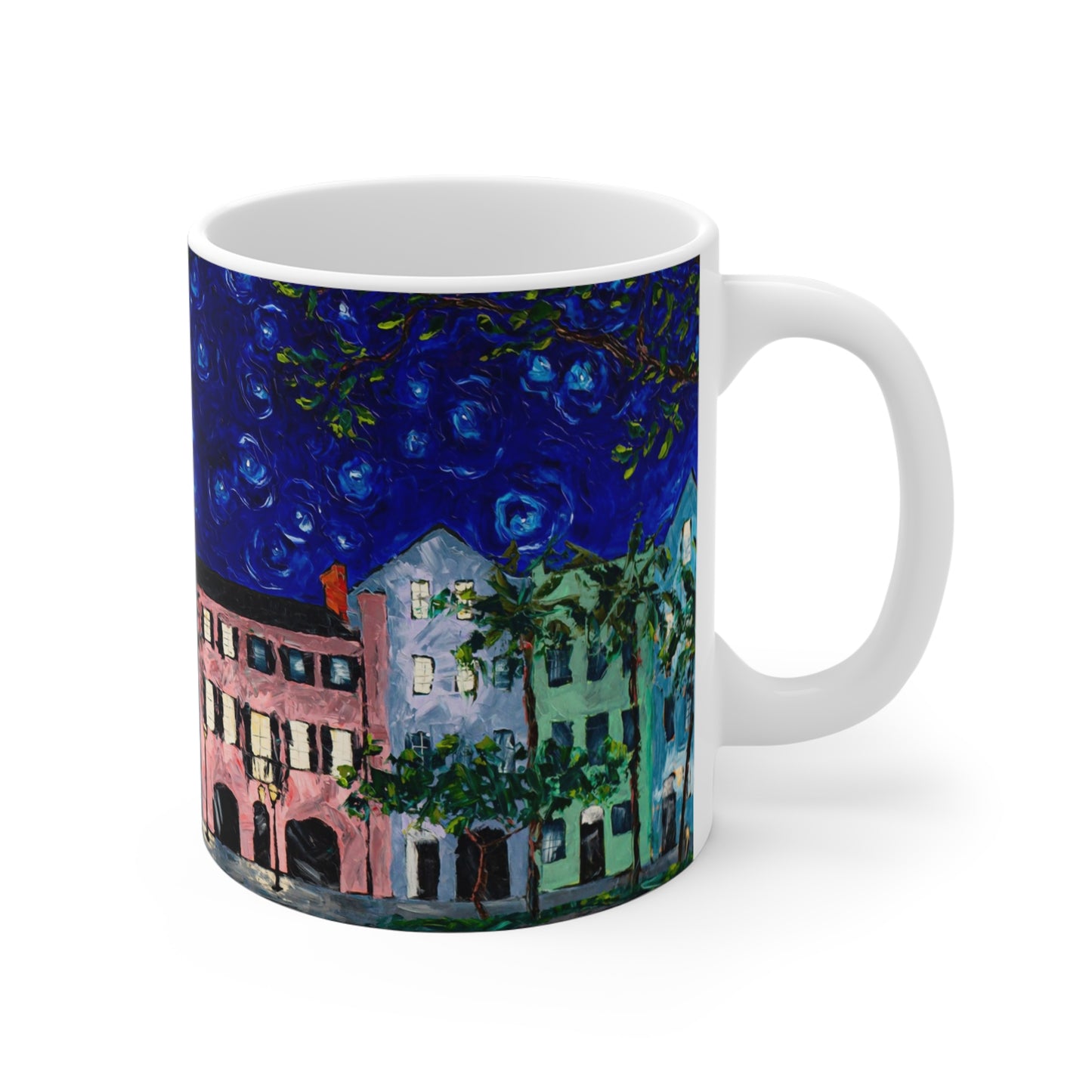 Rainbow Row at Night - Mug 11oz
