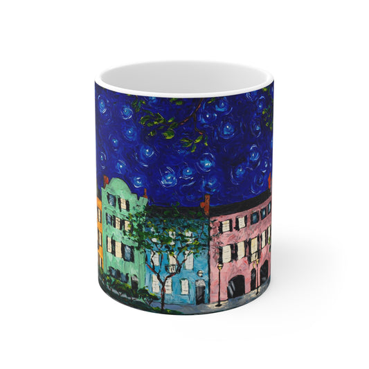 Rainbow Row at Night - Mug 11oz