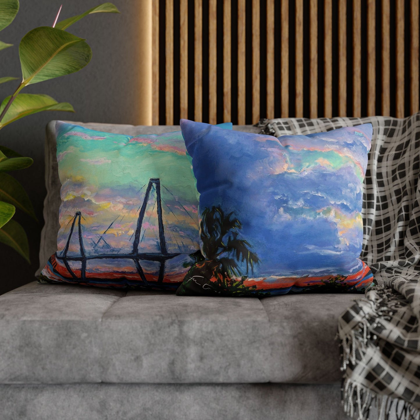 Ravenel Bridge Faux Suede Square Pillow Case