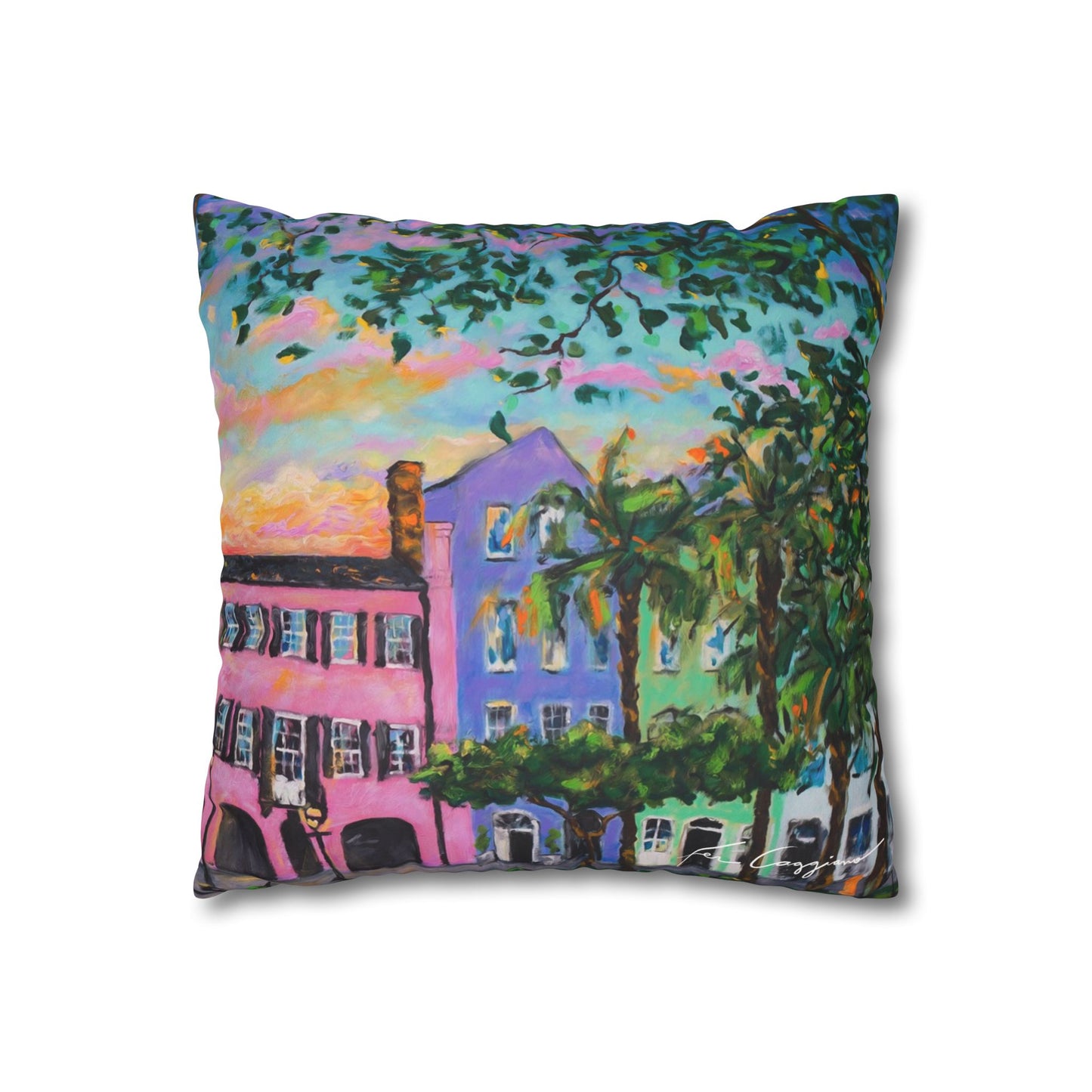 Rainbow Row, Rainbow Sky Faux Suede Square Pillow Case