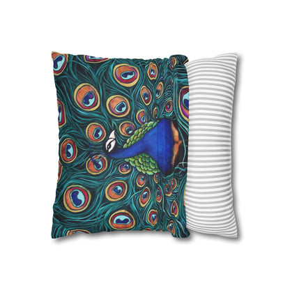 Peacock Faux Suede Square Pillow Case