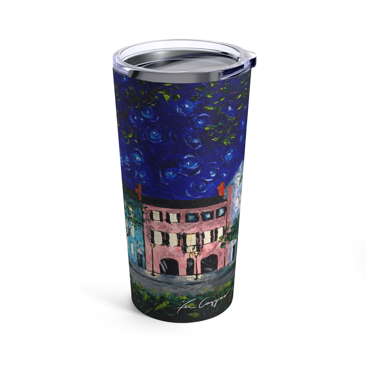 Rainbow Row at Night Tumbler 20oz