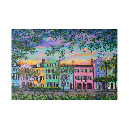 Rainbow Row, Rainbow Sky - Print on Canvas