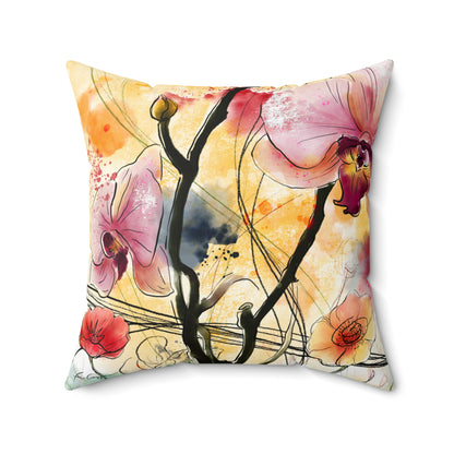 Magic Garden Faux Suede Square Pillow