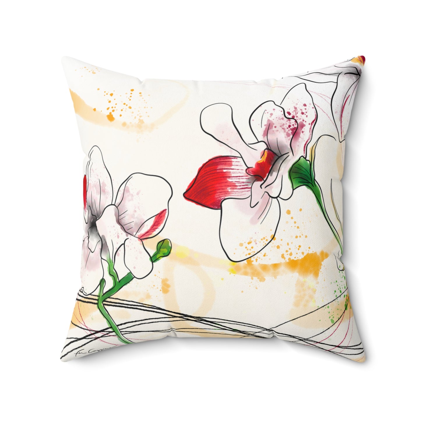 Lilies Dream Faux Suede Square Pillow