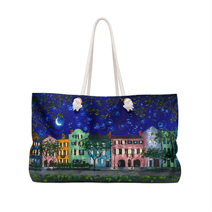 Rainbow Row at Night Weekender Bag