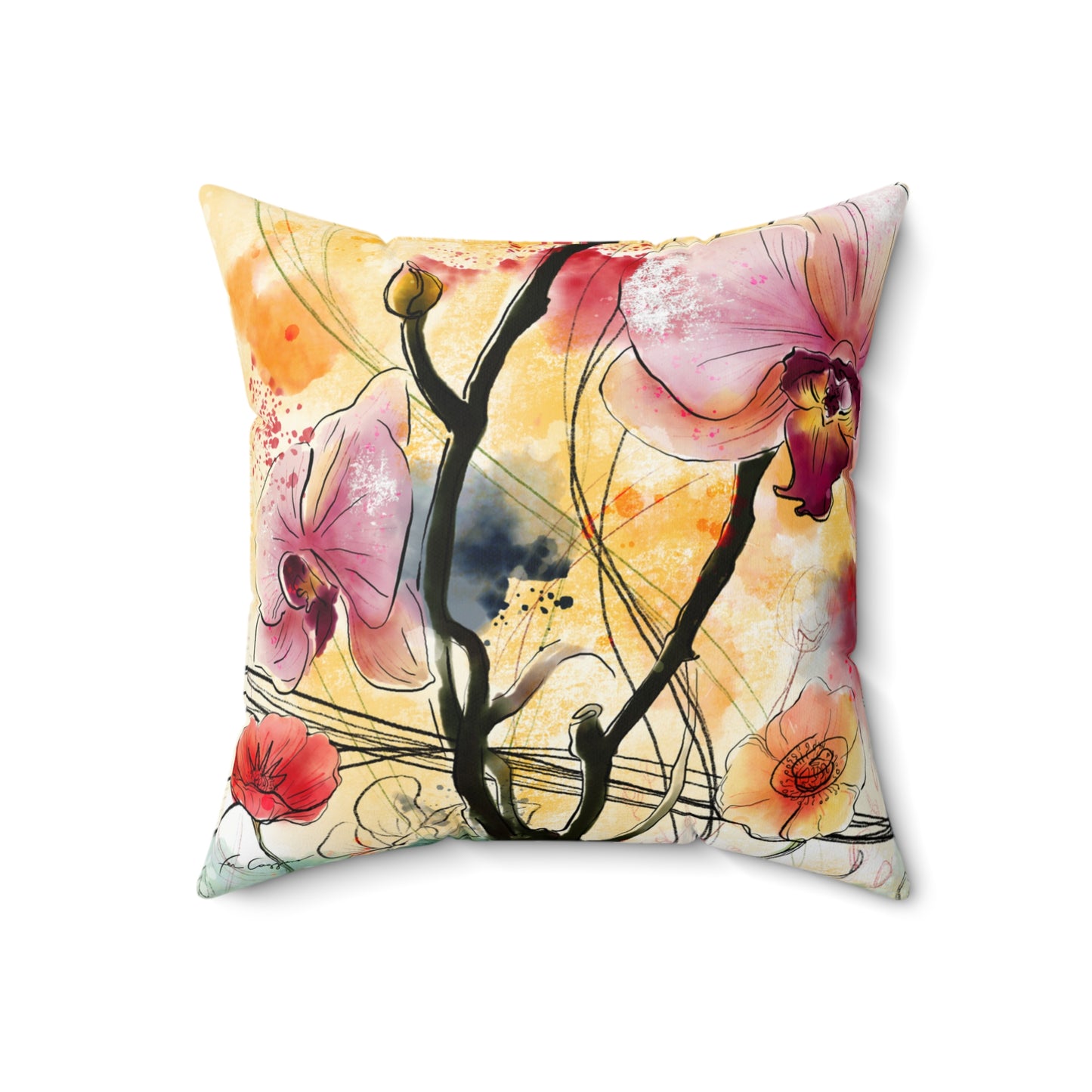 Magic Garden Faux Suede Square Pillow