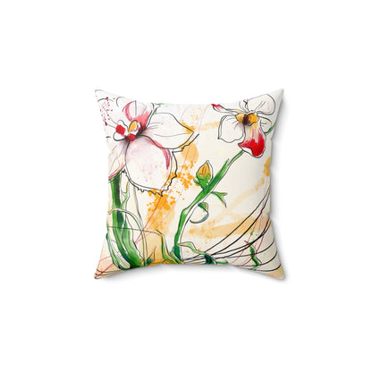 Lilies Dream Faux Suede Square Pillow