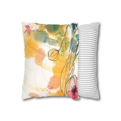 Poppies Song Faux Suede Square Pillow Case