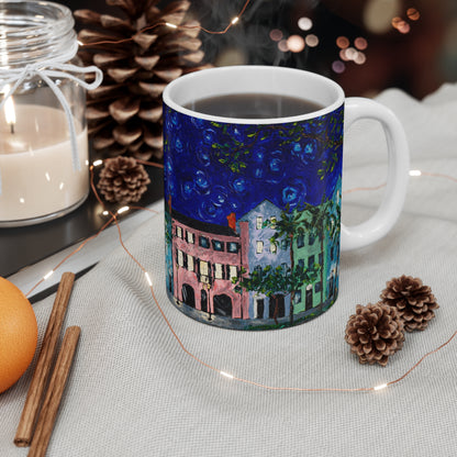 Rainbow Row at Night - Mug 11oz