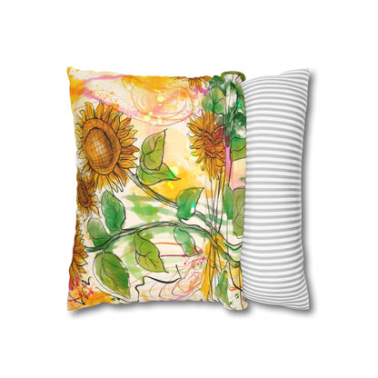 Sunflowers Party Faux Suede Square Pillow Case