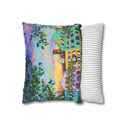 Rainbow Row, Rainbow Sky Faux Suede Square Pillow Case