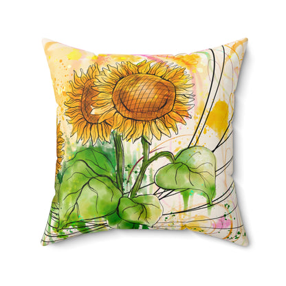 Sunflowers Party Faux Suede Square Pillow