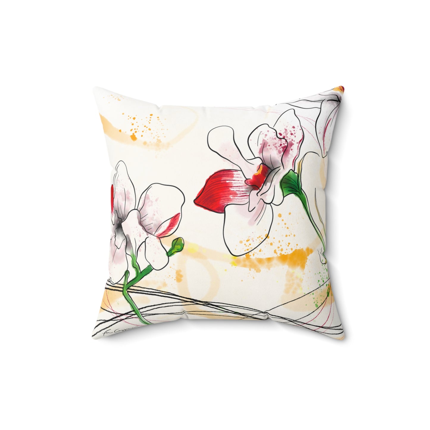 Lilies Dream Faux Suede Square Pillow