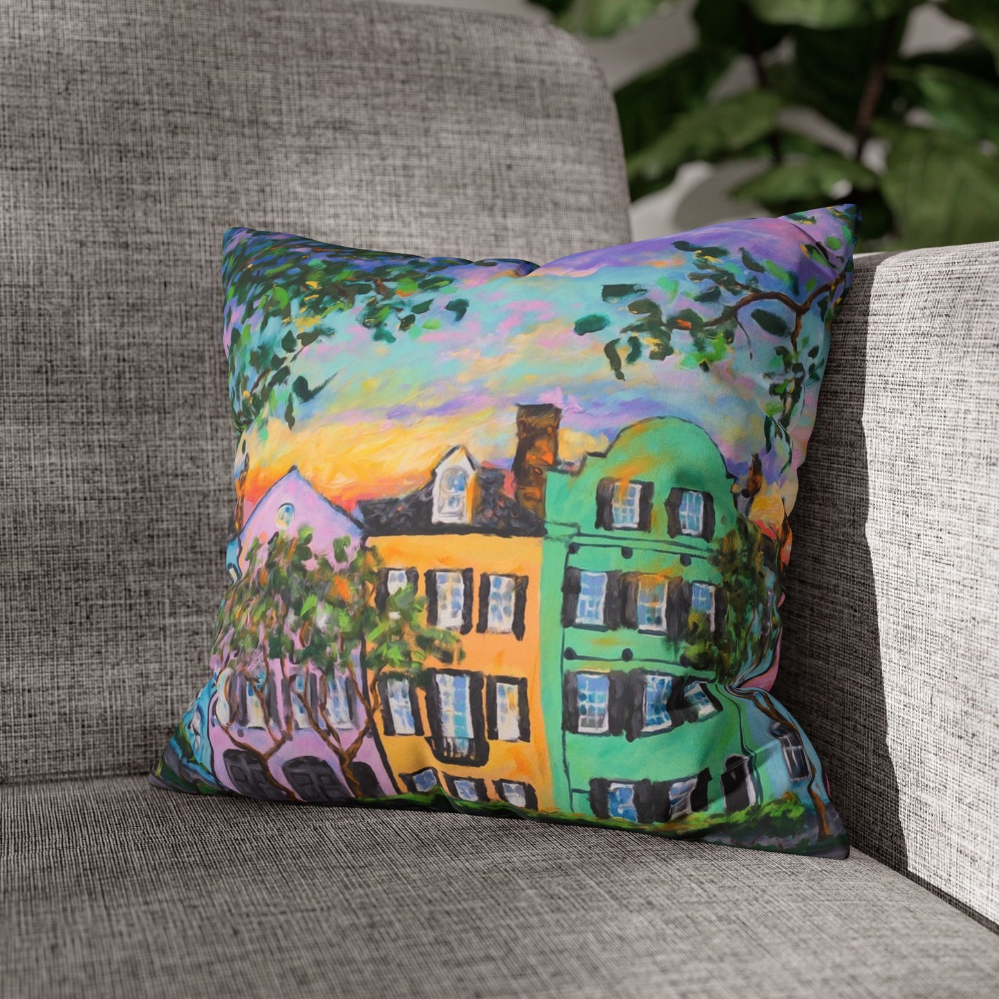 Rainbow Row, Rainbow Sky Faux Suede Square Pillow Case