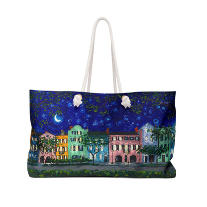 Rainbow Row at Night Weekender Bag