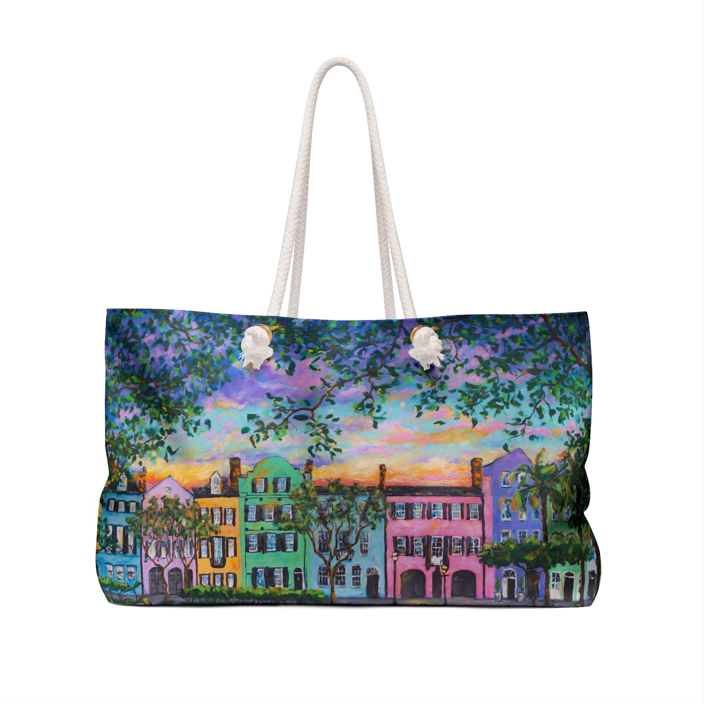 Rainbow Row, Rainbow Sky Weekender Bag