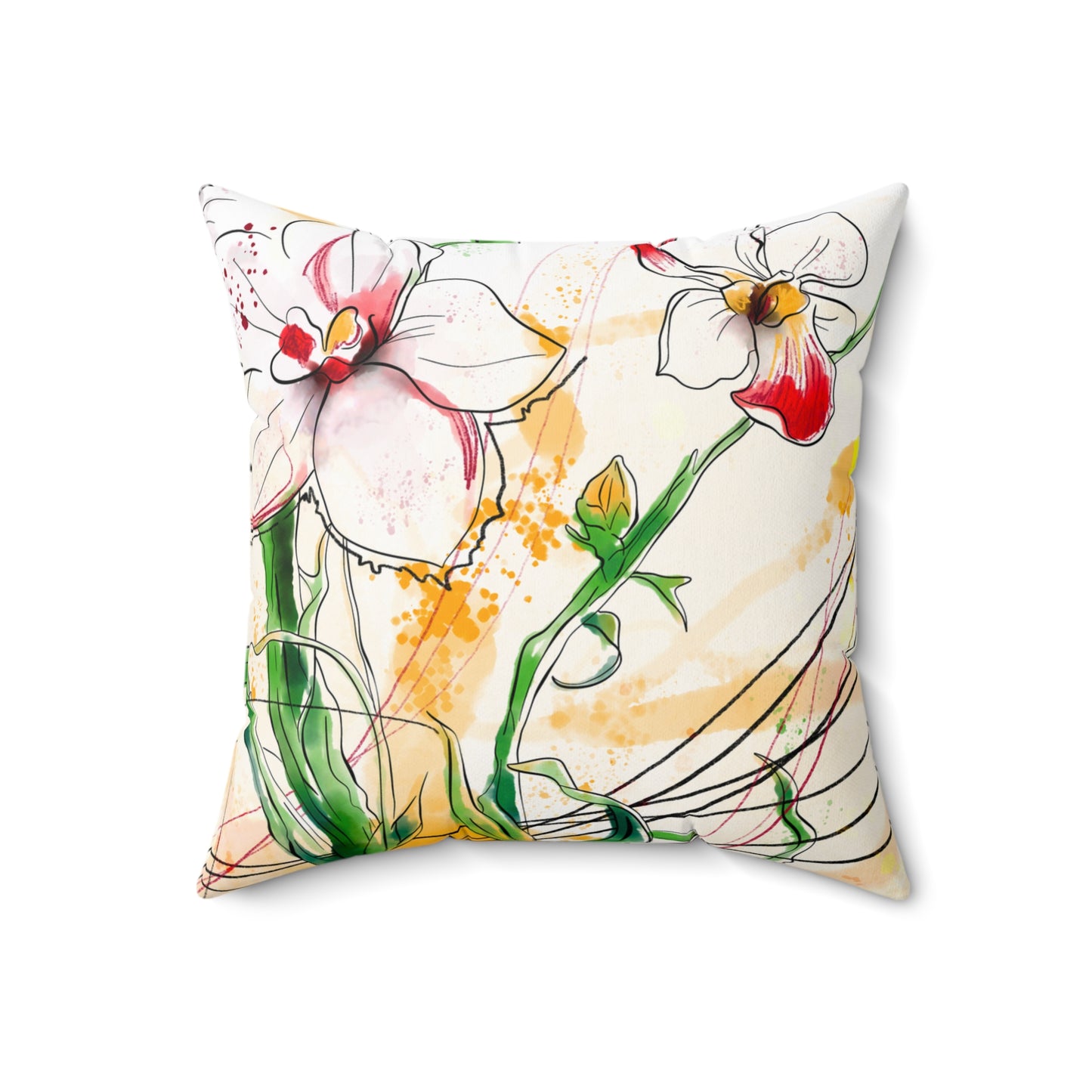 Lilies Dream Faux Suede Square Pillow