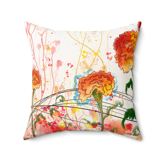 Marigolds Faux Suede Square Pillow