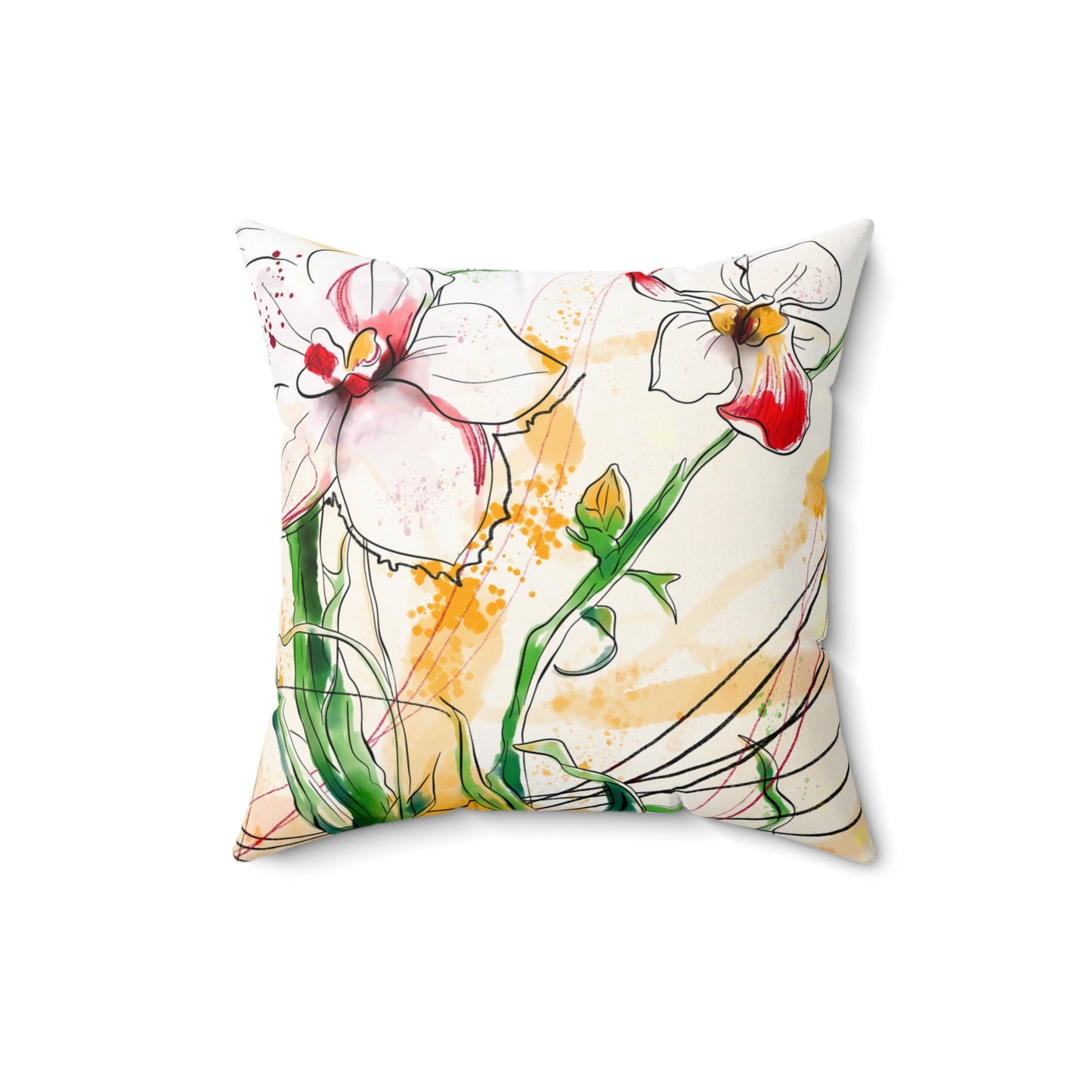 Lilies Dream Faux Suede Square Pillow