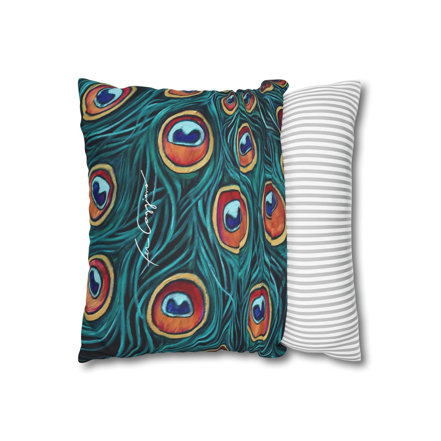 Peacock Faux Suede Square Pillow Case