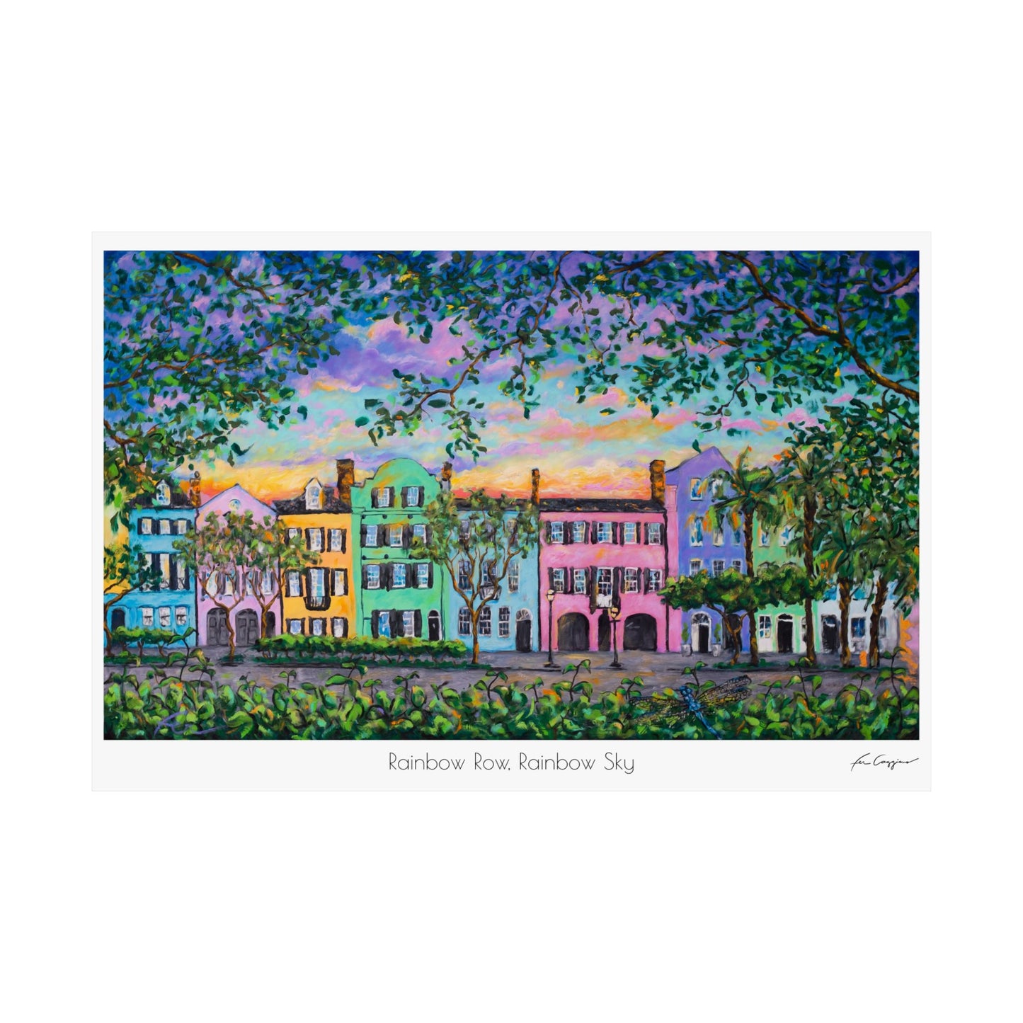 Rainbow Row, Rainbow Sky - Print on Paper