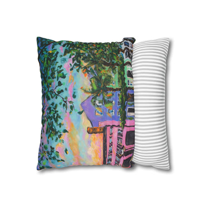 Rainbow Row, Rainbow Sky Faux Suede Square Pillow Case