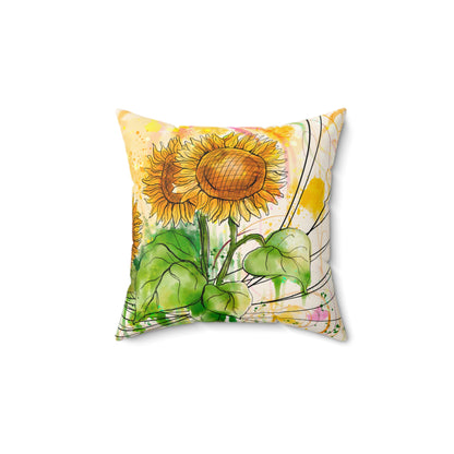 Sunflowers Party Faux Suede Square Pillow