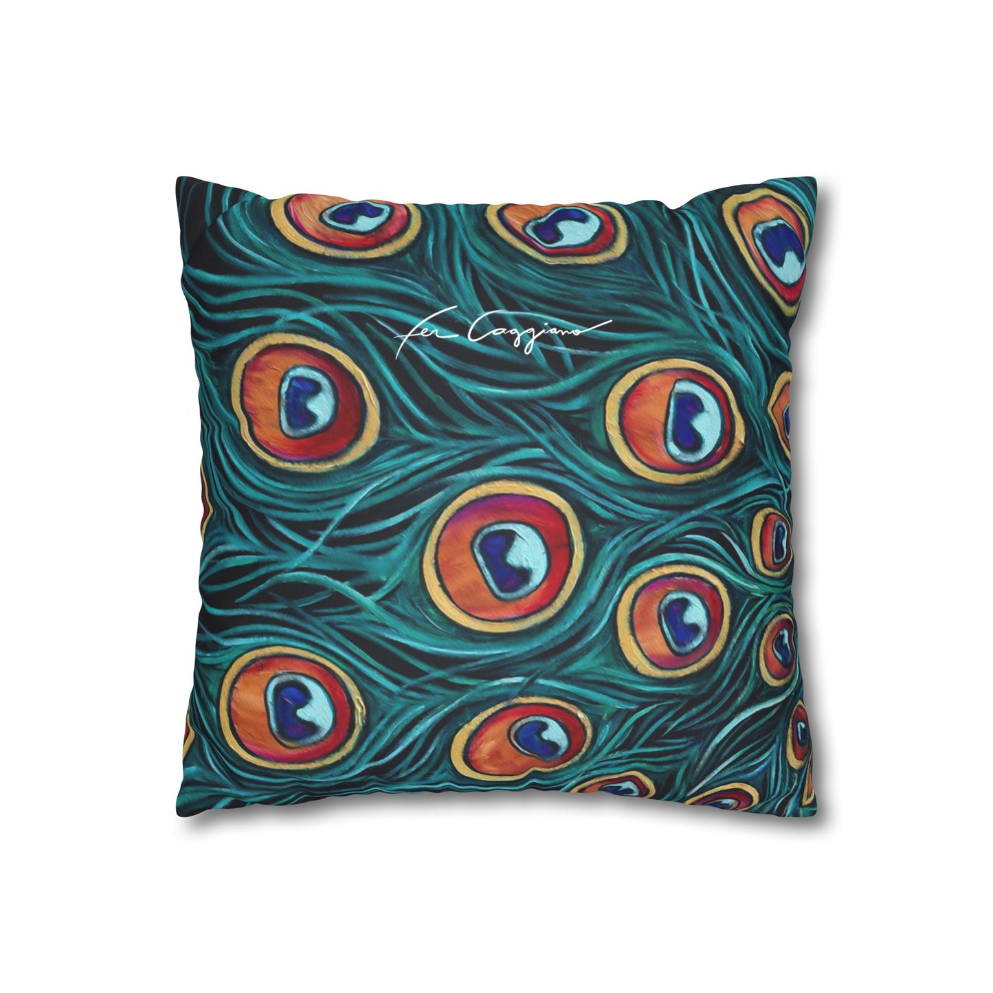 Peacock Faux Suede Square Pillow Case