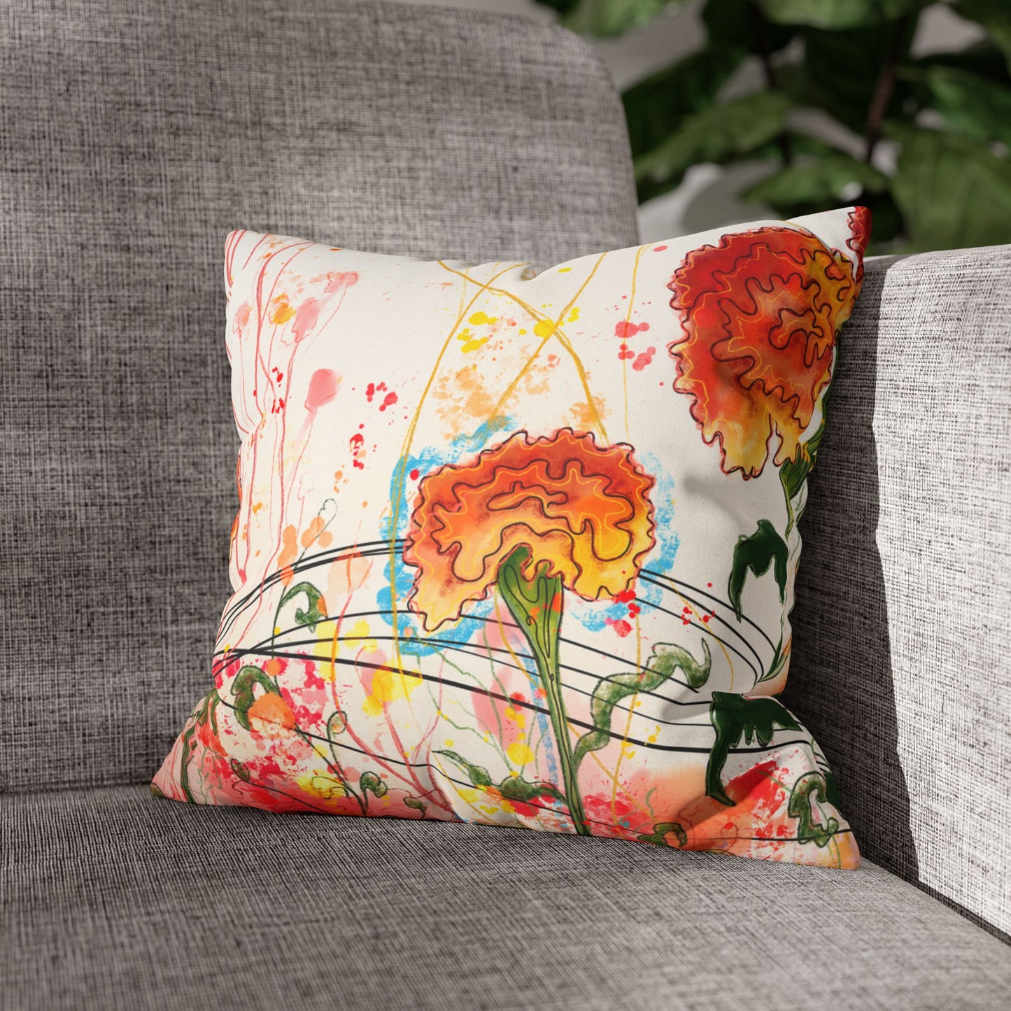 Marigolds Faux Suede Square Pillow Case