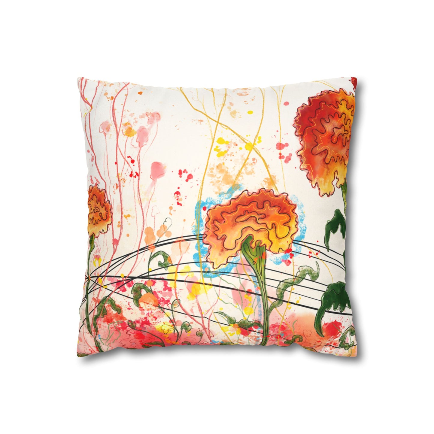 Marigolds Faux Suede Square Pillow Case