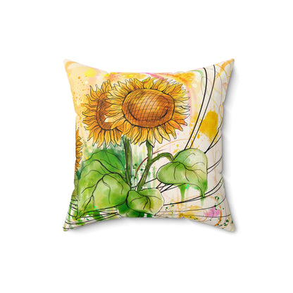 Sunflowers Party Faux Suede Square Pillow