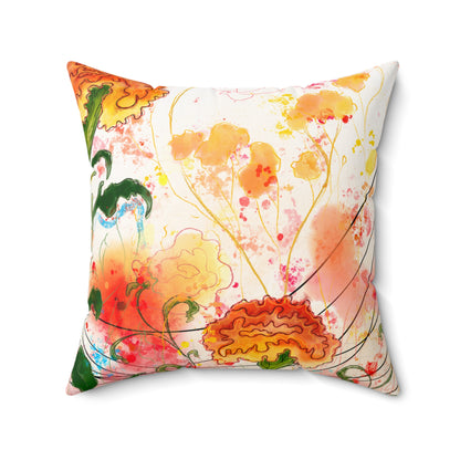 Marigolds Faux Suede Square Pillow