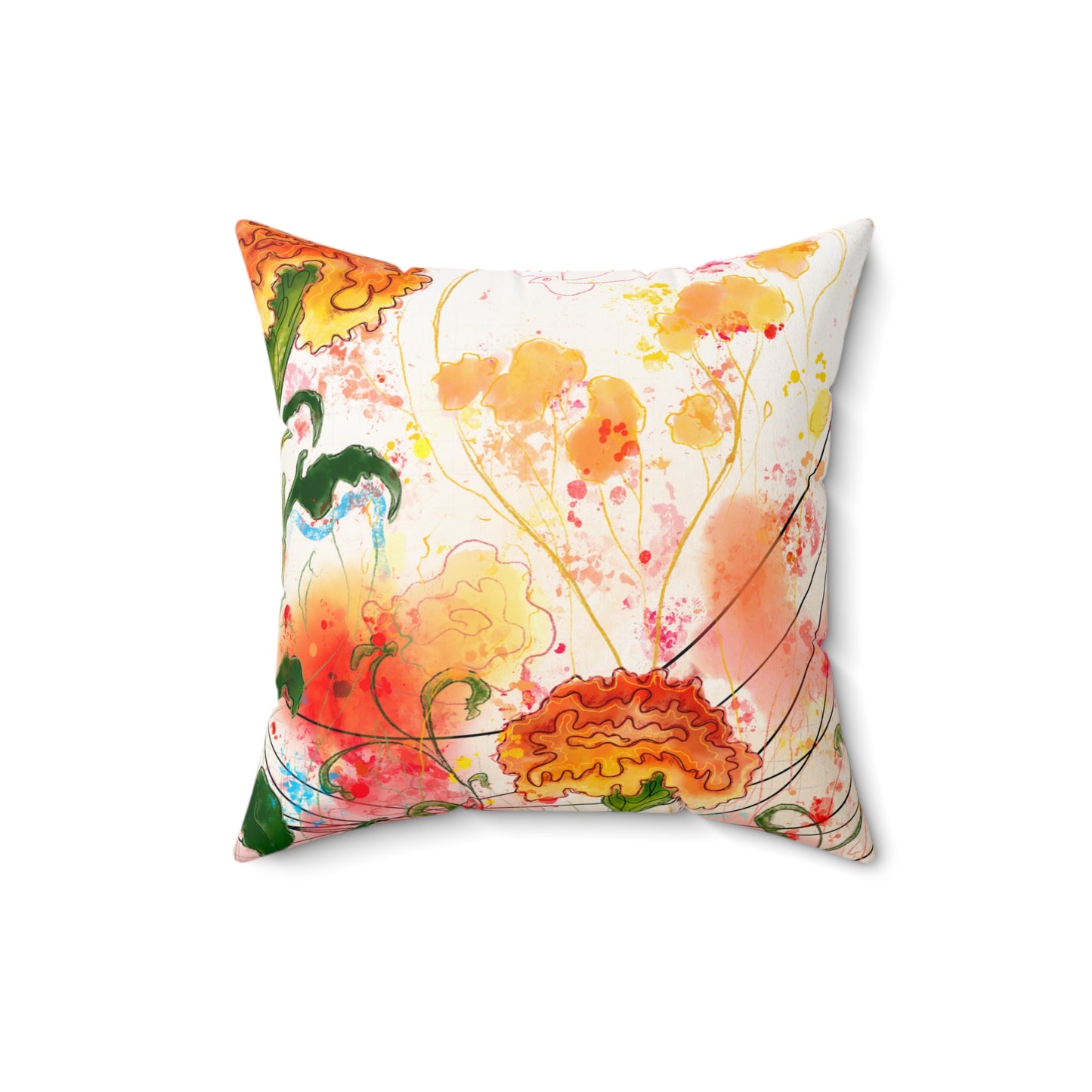 Marigolds Faux Suede Square Pillow