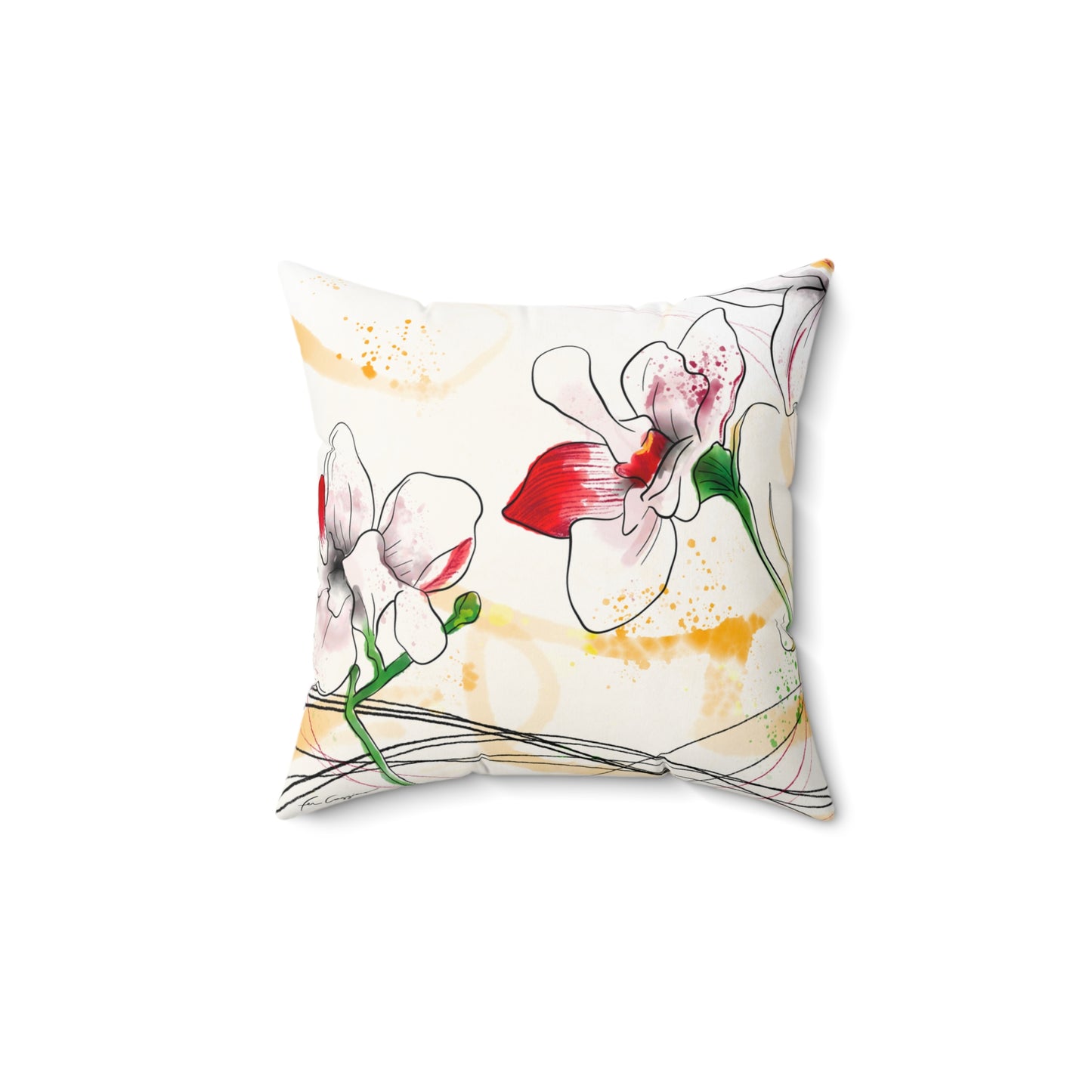 Lilies Dream Faux Suede Square Pillow