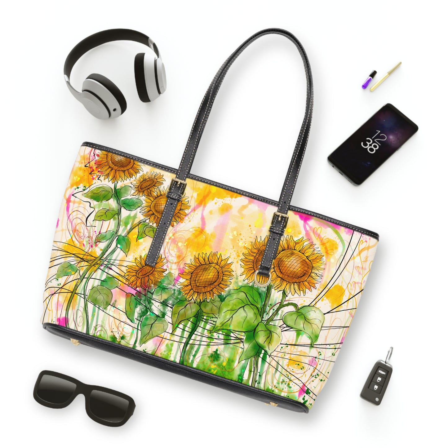 Sunflowers Party - PU Leather Shoulder Bag